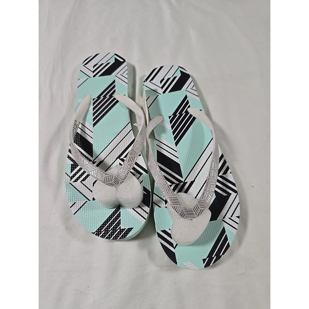 Aeropostale Flip Flops size 6 Teal, White Black